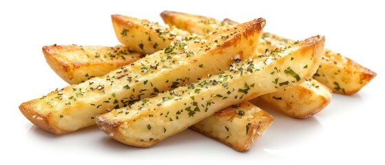 french fries garlic parmesan on white background