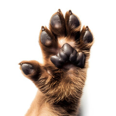 Brown Dog's paw isolated on white background