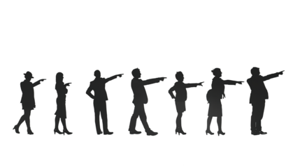 silhouettes of people pointing in direction