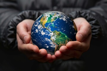 Person holds tiny globe