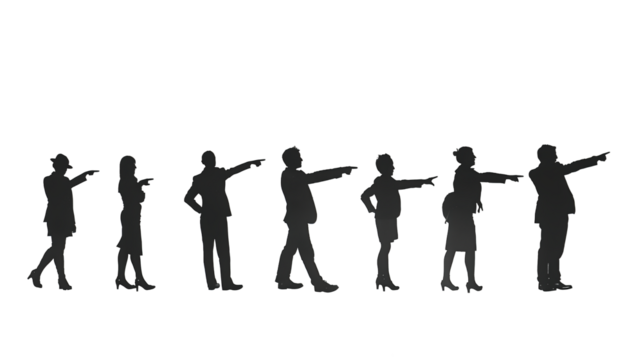 silhouettes of people pointing in direction