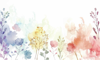 Fototapeta premium watercolor floral background abstract minimalistic border