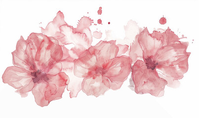 Watercolor floral pink border background