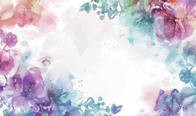 abstract watercolor background with flowers, frame for design