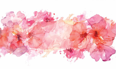 Watercolor floral pink border background with splashes