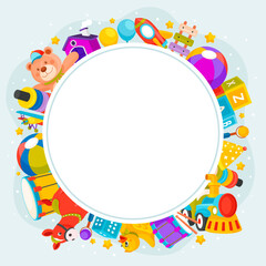 Toys frame in flat design