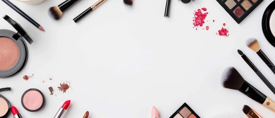 Fototapeta na wymiar Beauty products displayed on a white backdrop, creating a striking contrast and highlighting their elegance