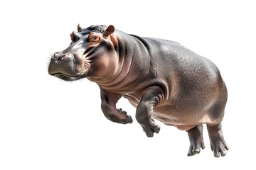 Flying Hippo Isolated on White Background