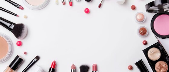 Fototapeta na wymiar Beauty products displayed on a white backdrop, creating a striking contrast and highlighting their elegance