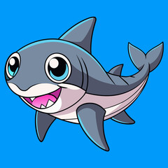 Obraz premium Blacktip shark goes vector kawaii.