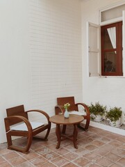Sitting corner in front of the house