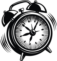 black alarm clock isolated