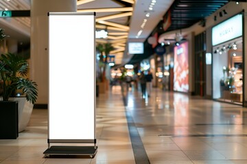Shopping Center Restaurant Mall Poster Stand Mockup with Blank Copy Space