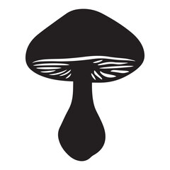 Flat mushroom icon design, black vector illustration on white background