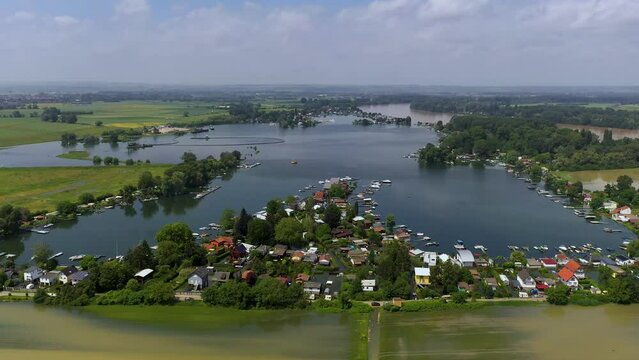 high water rhine river flood 2024 lake eicher see germany europe 4k / 30fps