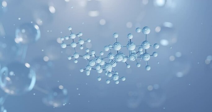 Calcifediol, rotating 3D model of vitamin d, seamless looped video, molecular structure with selective focus