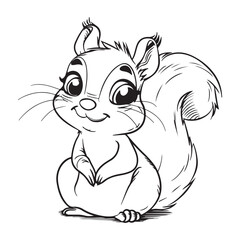 Cute simple squirrel design, black vector illustration on white background