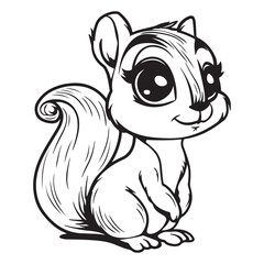 Cute simple squirrel design, black vector illustration on white background