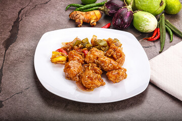 Chinese cuisine - prawn with chili sauce