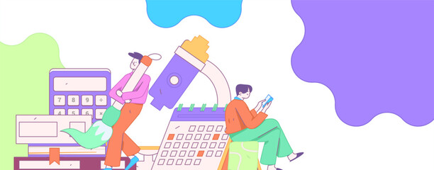 World Book Day Reading Character Flat Vector Concept Operation Hand Drawn Illustration
