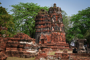 the ruin pagoda in the ancient temple in thailand