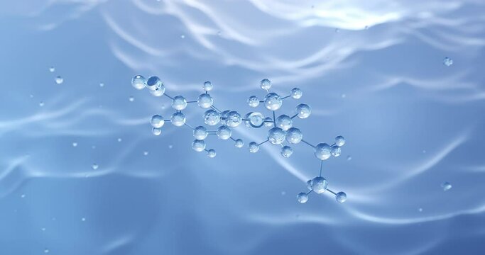 Entacapone rotating molecular structure, 3d model of molecule, antiparkinsonian agents, looped video