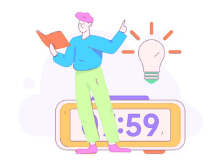 World Book Day Reading Character Flat Vector Concept Operation Hand Drawn Illustration
