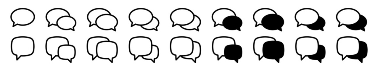 Chat icon. Talk bubble speech icon. Blank empty bubbles set.