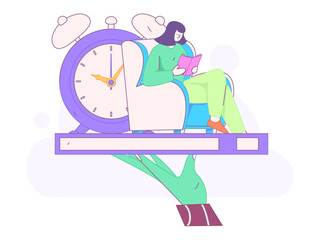 World Book Day Reading Character Flat Vector Concept Operation Hand Drawn Illustration
