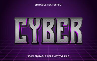 cyber 3d editable vector text effect. Modern concept text effect, with combination metal colors