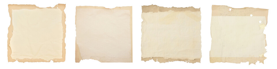 Vintage ripped paper png cut out element set