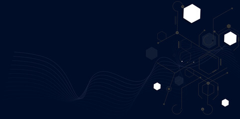 Vectors Digital technology and science background, Abstract futuristic hexagon shape pattern connection in gradient blue technology background.