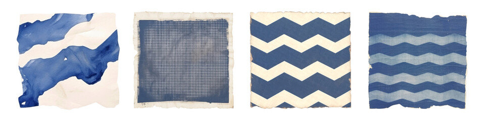 Obraz premium Vintage navy pattern ripped paper png cut out element set