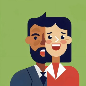 An  illustration cartoon of a half man, half woman,  trans, gender, LGBTQ, identity, pride, diversity, equality, transition, inclusive