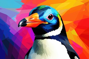 Naklejka premium cute colorful penguin animal illustration