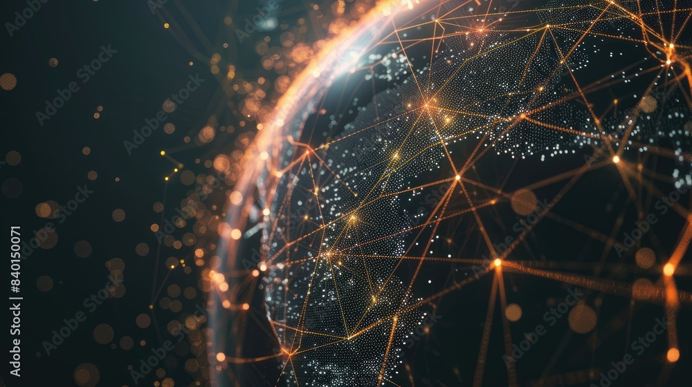 Poster abstract digital globe with interconnected lines and dots, symbolizing global technology