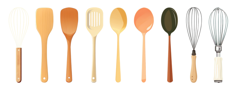 Kitchen tools vector png cut out element set