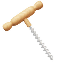 Corkscrew isolated on white 3d illustration