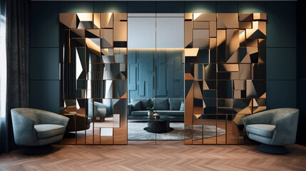 mirror effect on wall  