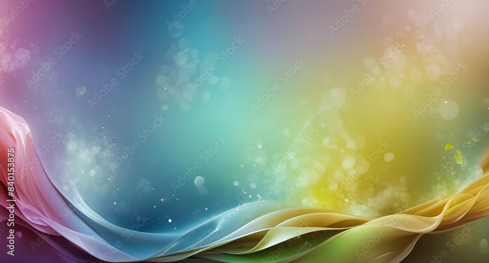 Poster abstract colorful background with bokeh lights and flowing waves