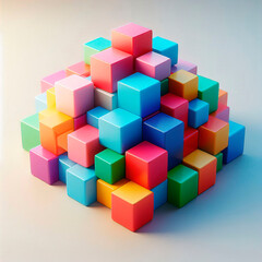 Multicolored cubes on a light surface