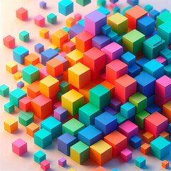 Obraz premium Multicolored cubes on a light surface