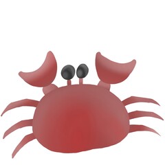 Cartoon red crab with big claws and big black eyes