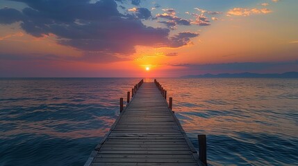 Wooden pier extending into a serene lake, surrounded by mist, evoking a sense of contemplation and adventure
