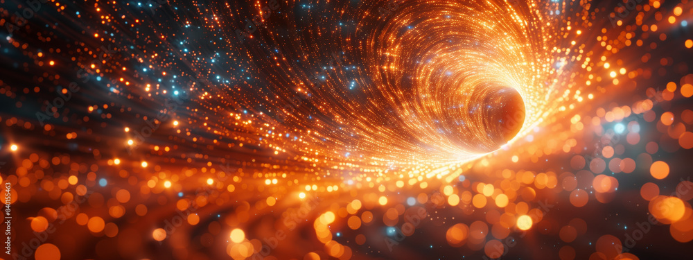 Poster abstract background depicts a glowing portal that acts as a gateway to a virtual world. the portal c