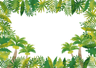Fototapeta premium 水彩風 ジャングルフレーム3