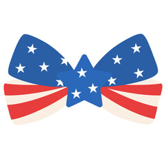 cute USA patriotic Independence day coquette Ribbon bow flat illustration