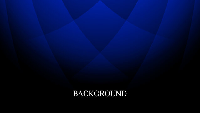 Black abstract background with blue overlay texture and gradient shades, shell shape	
