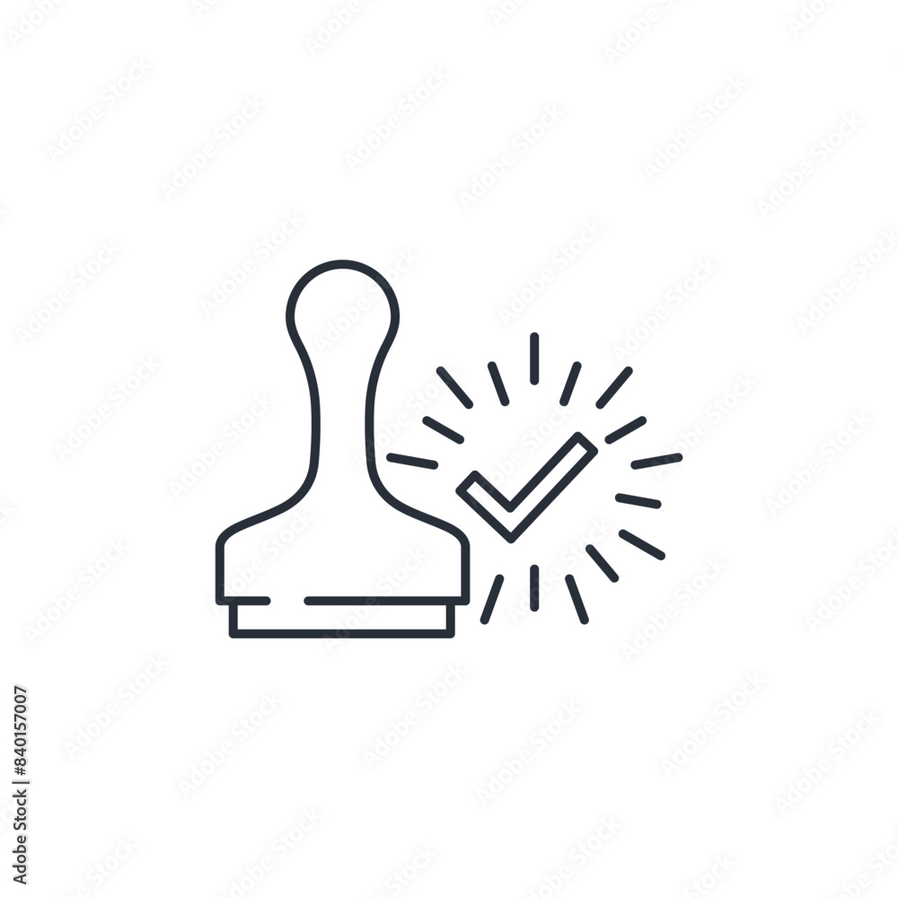 Poster control compliance standard. seal of conformity.vector linear icon isolated on white background.