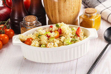 Vegan cuisine couscous with vegetables